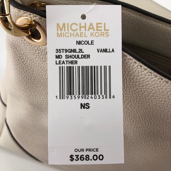 MICHAEL KORS NWT Nicole leather shoulder bag handbag purse Vanilla - Picture 10 of 11